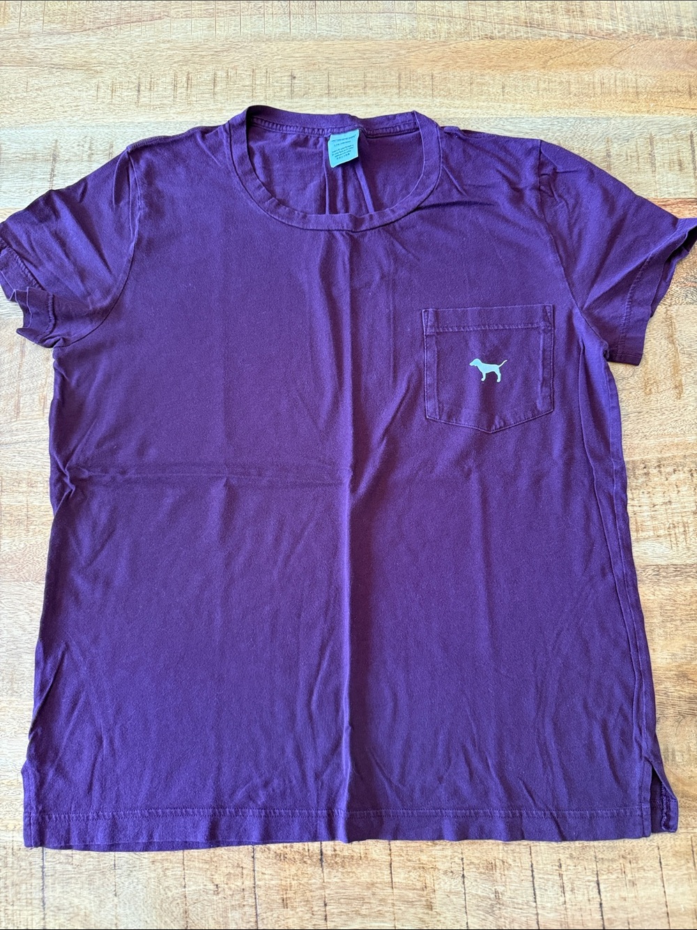 PINK Victoria's Secret Girls' Plum Short Sleeve Pocket Tee with Dog Logo